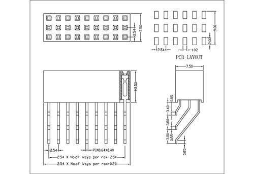 2.54 mm Female Header Three Row Angle SMT Type H8.5 FHEM17-XXTXXX 2.54 mm Female Header Three Row Angle SMT Type H8.5 FHEM17-XXTXXX