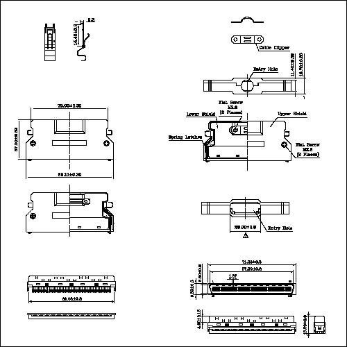 1.27mm Series Shielded Backshell Kits 100P Straight Exit With Spring Latchs and Connector IDC Molded Ribbon Type HPMCS02CNI-100XS 1.27mm Series Shielded Backshell Kits 100P Straight Exit With Spring Latchs and Connector IDC Molded Ribbon Type HPMCS02CNI-100XS